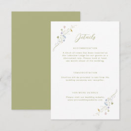 Cartão De Informações Detalhes Do Casamento De Pastel Selvagem De Whimsi