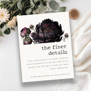 Cartão De Informações Detalhes do Casamento de Pele Negra Púrpura Gótica