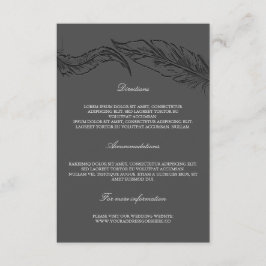 Cartão De Informações Detalhes do Casamento de Penas Legais de cinzas