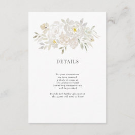 Cartão De Informações Detalhes do Casamento de Peões Brancos de Aquarela