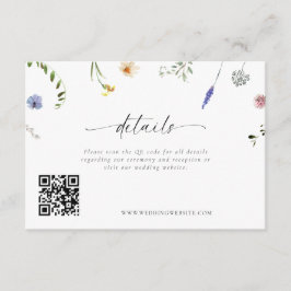 Cartão De Informações Detalhes do Casamento de Pequenas Flores Selvagens