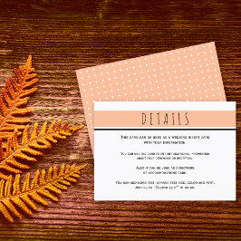 Cartão De Informações Detalhes do casamento de pêssego moderno