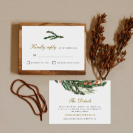 Cartão De Informações Detalhes do Casamento de Pinheiro de Inverno Cláss