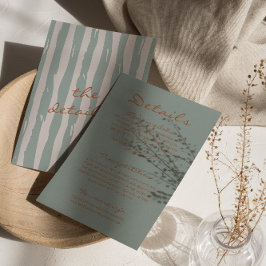 Cartão De Informações Detalhes do Casamento de Pinstripes Escritas na Mã