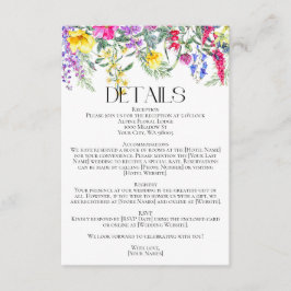 Cartão De Informações Detalhes do Casamento de Plantas Selvagens Rústica