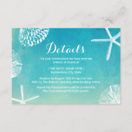 Cartão De Informações Detalhes do Casamento de Praia com Aquarela