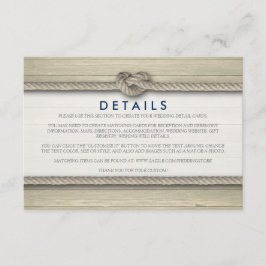 Cartão De Informações Detalhes do Casamento de Praia da Rustic do casand