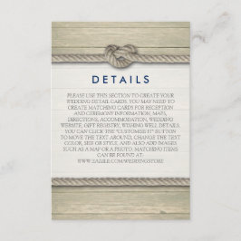 Cartão De Informações Detalhes do Casamento de Praia da Rustic do casand