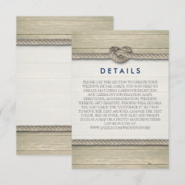 Cartão De Informações Detalhes do Casamento de Praia da Rustic do casand
