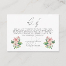 Cartão De Informações Detalhes do Casamento de Praia Tropical