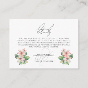 Cartão De Informações Detalhes do Casamento de Praia Tropical