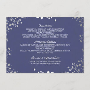 Cartão De Informações Detalhes do casamento de prata do marinho da