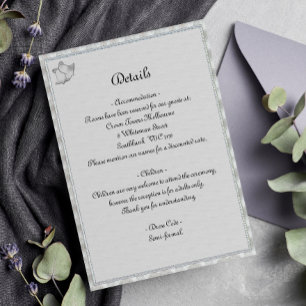 Cartão De Informações Detalhes do Casamento de Prata Elegante de Bells d
