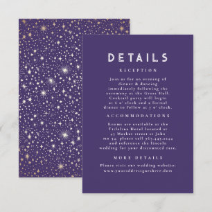 Cartão De Informações Detalhes do Casamento de Púrpura Celestial Starry 