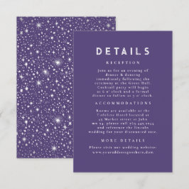 Cartão De Informações Detalhes do Casamento de Púrpura Celestial Starry