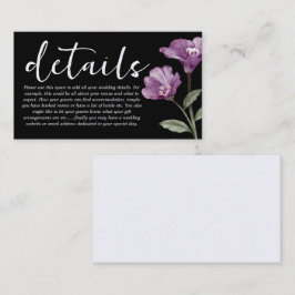 Cartão De Informações Detalhes do Casamento de Púrpura e Flor Selvagem N