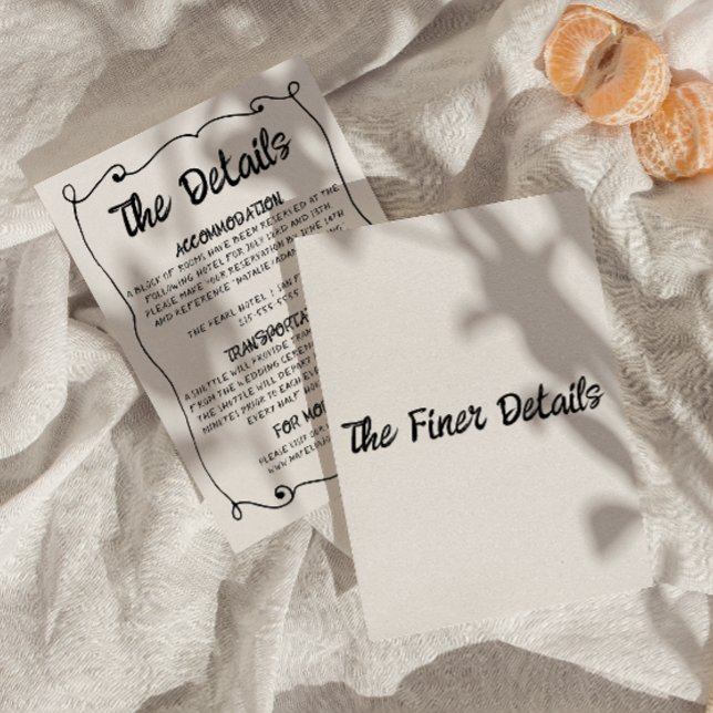 Cartão De Informações Detalhes do Casamento de Quadro Retroativo Escrito (Criador carregado)