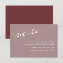 Cartão De Informações Detalhes do Casamento de Rosa de Script Cinnamon E