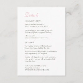 Cartão De Informações Detalhes do Casamento de Rosa Floral Rosa Vintage