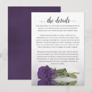 Cartão De Informações Detalhes do Casamento de Rosa Roxo Ametist Elegant