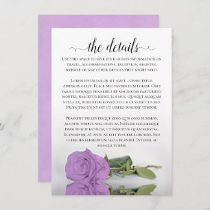 Cartão De Informações Detalhes do Casamento de Rosa Roxo Lilac
