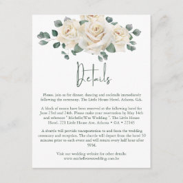 Cartão De Informações Detalhes do casamento de Rosa verde e branco minim
