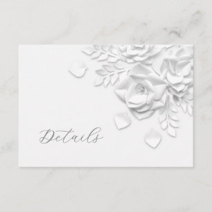 Cartão De Informações Detalhes do Casamento de Rosas Recortadas em Papel