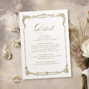 Cartão De Informações Detalhes do Casamento de Script Clássico de Quadro