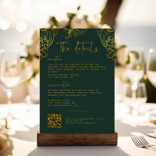 Cartão De Informações Detalhes do Casamento de Script de Amigos Dourados