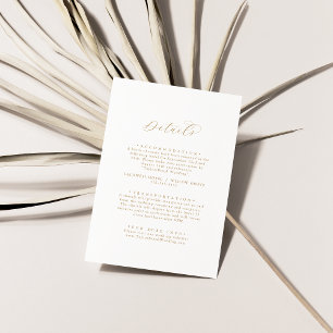 Cartão De Informações Detalhes do Casamento de Script Dourado Elegante