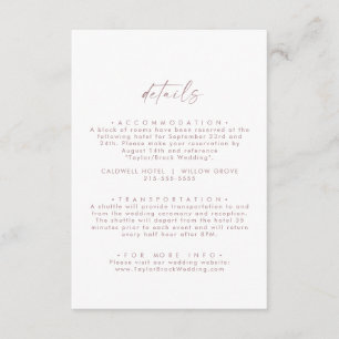 Cartão De Informações Detalhes do Casamento de Script Dourado Moderno Ro