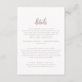 Cartão De Informações Detalhes do Casamento de Script Dourado Rustic Ros