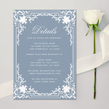 Detalhes do Casamento de Script Elegante Azul Vint