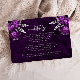Cartão De Informações Detalhes do Casamento de Script Floral Floral de P