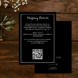 Cartão De Informações Detalhes do Casamento de Script Moderno Negro