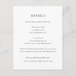 Cartão De Informações Detalhes do Casamento de Script Negro Simples da C
