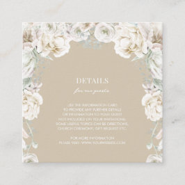 Cartão De Informações Detalhes do Casamento de Sonhos Florais Dourados