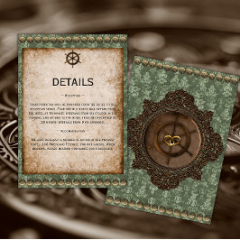 Cartão De Informações Detalhes do Casamento de Steampunk, da Elegância V