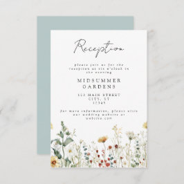 Cartão De Informações Detalhes do Casamento de Summer Wildflower Field