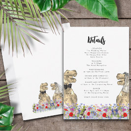 Cartão De Informações Detalhes do Casamento de T-Rex Bride e Groom Dinos