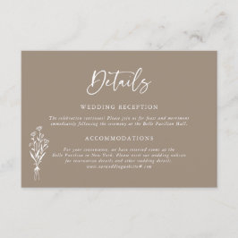 Cartão De Informações Detalhes do Casamento de Taupe de Buquê Floral Min