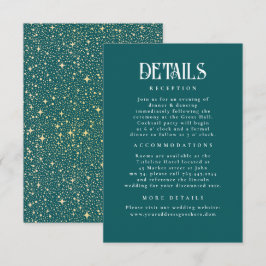 Cartão De Informações Detalhes do Casamento de Teal Stars Noturnos