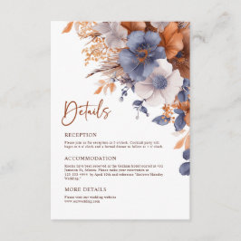 Cartão De Informações Detalhes do Casamento de Terracotta Azul de Poeira