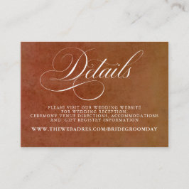 Cartão De Informações Detalhes do Casamento de Terracotta Floral Boho