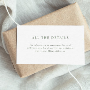 Cartão De Informações Detalhes do Casamento de Texto Elegante Verde Bran