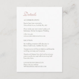 Cartão De Informações Detalhes do Casamento de Vintage Dusty Rosa Pink L