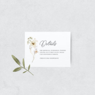 Cartão De Informações Detalhes do Casamento de Watercolor Wildflower