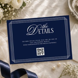 Cartão De Informações Detalhes do Casamento Deep Blue Old Money