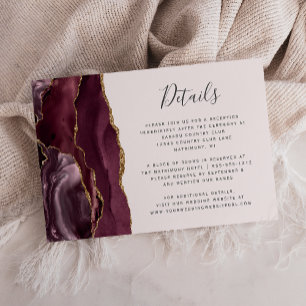 Cartão De Informações Detalhes do Casamento do Agate Dourado Moderno Bur