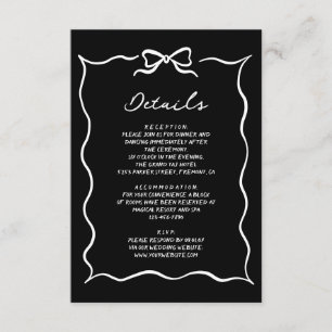 Cartão De Informações Detalhes do Casamento do Arco Branco Desenhado à M
